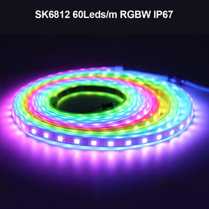 1-5m Addressable RGBW RGBWW LED Strip Light 5050 SMD 60 LEDs/m, White/Black PCB, IP30/IP65/IP67, DC12V