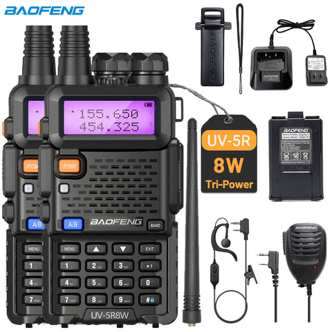Dual Band Long Range Walkie Talkie 8W, High Power Portable Two-Way Radio, 128CH Handheld Ham Transceiver
