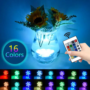 10 LED RGB Submersible Underwater Light for Pool, Garden, Wedding, Party, Aquarium, Vase, Bowl - Battery Operated