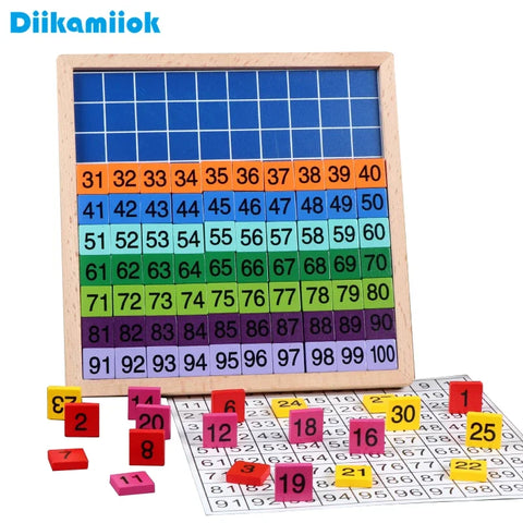 Colorful Wooden 1-100 Number Blocks Montessori Math Learning Toy for Kids