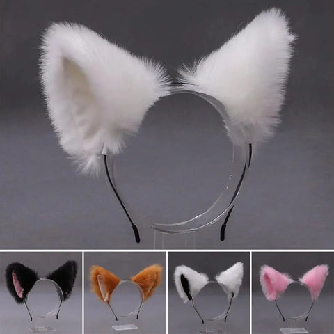 Cat Ear Fluffy Plush Hairband Headband Cosplay Hair Hoops for Women Girls Halloween Party Accessories