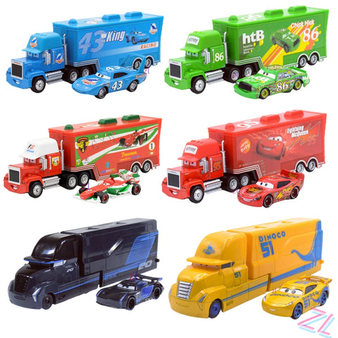 Diecast Toy Truck & Race Car Set, 1:55 Scale Vehicles for Kids