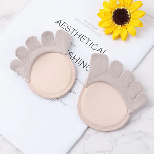 1 Pair Five-Finger Half Cotton Sweat-Absorbent Socks with Silicone Toe Pads for High Heels