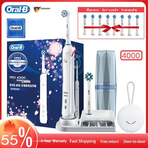 Electric Ultrasonic Toothbrush 3D Action with Pressure Sensor & Inductive Charging