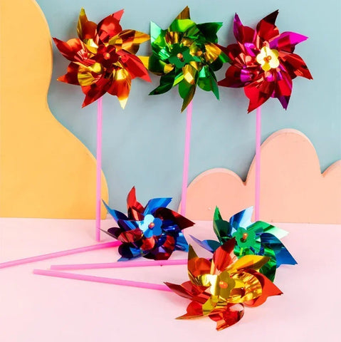 50 Colorful Sequin Pinwheels for Party & Garden Decoration