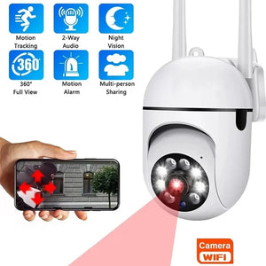 1080p Wireless Home Security Camera, 360° Smart Monitor, Night Vision, Remote Intercom, A7 HD Surveillance