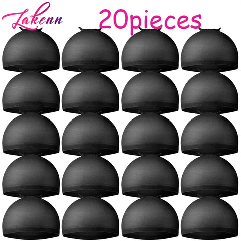 20pcs Black Stretchy Nylon Stocking Wig Caps for Wigs