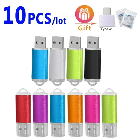 Custom USB Flash Drives 10pcs, 256MB-64GB, Multiple Storage Options, Memory Stick, Pendrive, Free Customization