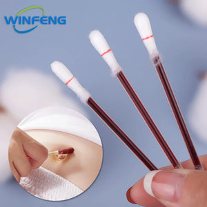 100pcs Disposable Alcohol Swabs & Iodine Cotton Sticks First Aid Kit for Wound Cleaning Antibacterial Care