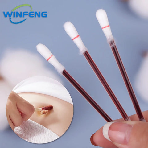 100pcs Disposable Alcohol Swabs & Iodine Cotton Sticks First Aid Kit for Wound Cleaning Antibacterial Care