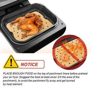 100-Pack Large Air Fryer Liners, Nonstick, Easy Clean, Fits 6-in-1 Grill
