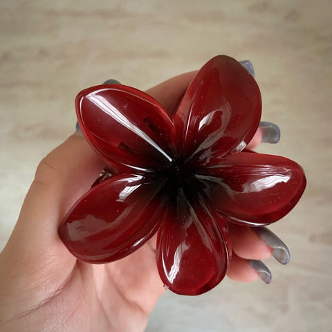 Frangipani Hair Clip Flower Shark Claw Hair Accessory for Party Wedding Holiday Trendy Hairpin Jewelry