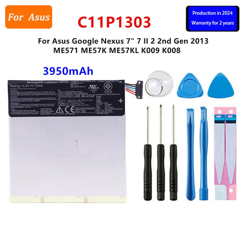 "New 3950mAh Battery for Asus Google Nexus 7 Gen 2 (2013) ME571 ME57K ME57KL K009 K008 with Tools"