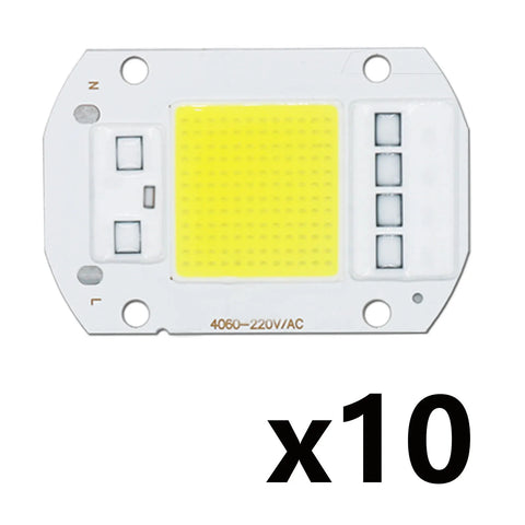 10-pack 50W AC220V LED COB Chips for DIY Floodlight Spotlight Lamp