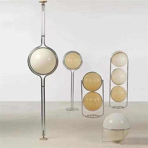 E27 LED Desk Lamp Metal Chrome Light White Acrylic Globe for Living Room or Hotel Art Deco Floor Lighting