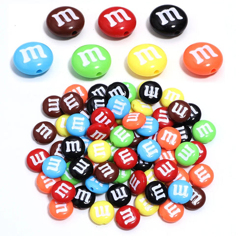 20pcs Acrylic Cartoon M Beads Colorful Spacer Charms for DIY Jewelry Bracelet Making