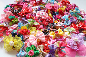 100-Pack Handmade Dog Hair Bows for Grooming & Parties Accessories
