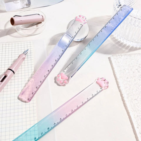 15m Cat Claw Ruler - Cute Gradient Korean Style School Measuring Tool Kawaii Stationery Accessory