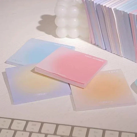 50 Sheets Aesthetic Blush Gradient Sticky Notes Memo Pad Mini Portable Student Pocket Refrigerator List