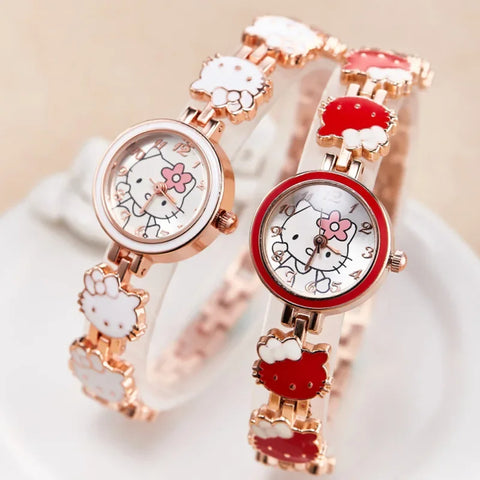 Hello Kitty Cute Cartoon Watch for Girls - Sweet Bow Anime Accessory for Students and Girlfriends