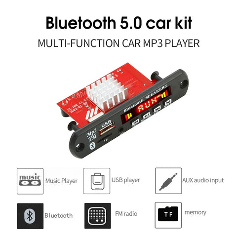 120W Amplifier 12V MP3 WAV Decoder Board Bluetooth 5.0 Wireless Audio Module USB TF FM Radio for Car