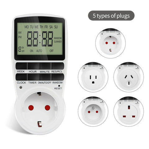 Digital Timer Switch Socket Programmable Outlet 220V EU/US/UK/AU Plug Kitchen Timer