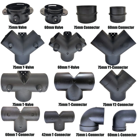 3-Way Duct Connector for Car Heater Air Vent (42/60/75mm) - Adjustable Y/T/L Branch for Diesel Parking Heater