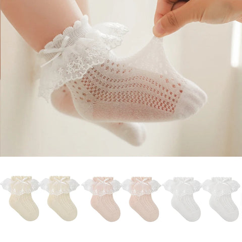Baby Lace Mesh Cotton Socks | Thin, Soft, Boneless Tube Socks for Newborns & Kids 0-8 Years