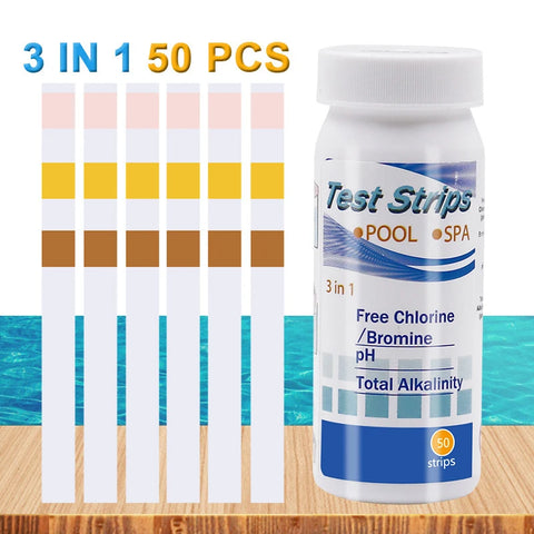 50pcs Pool & Spa Water Test Strips - Chlorine, pH, Alkalinity, Hardness Testing Kit