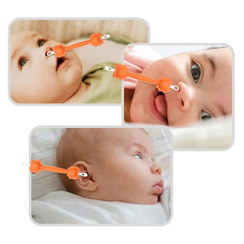 Baby Ear & Nose Cleaner: Double-Headed Soft Silicone Spoon & Tweezers Stick