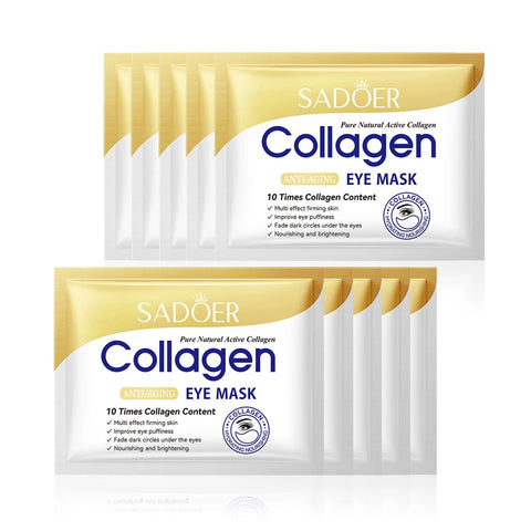 Collagen Eye Masks 10-Pack - Anti-Aging Treatment for Dark Circles & Puffiness