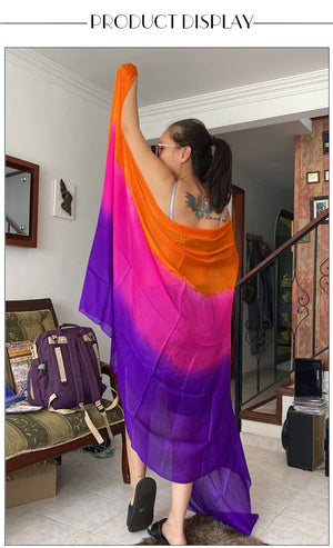 100% Real Silk Belly Dance Veil Scarf Shawl Adjustable Performance Prop