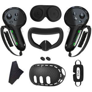 10-in-1 Silicone Controller Case for Meta Quest 3/3s, Grip Protector & Battery Cover, VR Headset Accessories