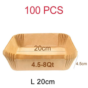 100-Pack Disposable Air Fryer Liners, Nonstick, Greaseproof, Easy Clean, Round Baking Paper