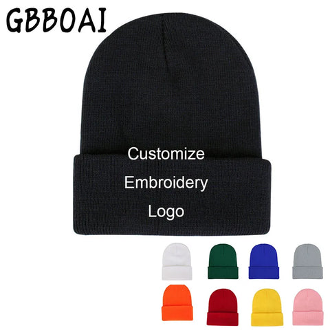 Custom Knitted Beanie Cap for Men & Women - Winter Skull Hat with Embroidery Letters