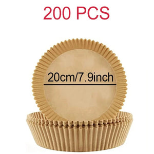 100-Pack Disposable Air Fryer Liners, Nonstick, Greaseproof, Easy Clean, Round Baking Paper
