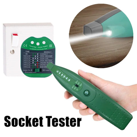 Automatic Circuit Breaker Finder & Socket Tester with Flashlight, 220V/110V US/EU Voltage