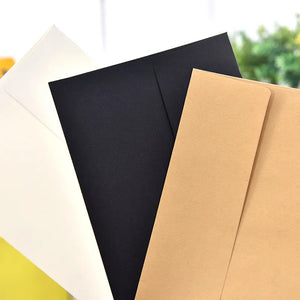 10-Pack Kraft White Ivory & Black Stationery Envelopes 17.5x12.5cm Message Card Letter Storage Paper