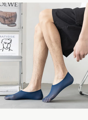 10 Pairs Men's Invisible Non-Slip Silicone Liner Socks, Breathable Thin Nylon No Show Loafers for Summer