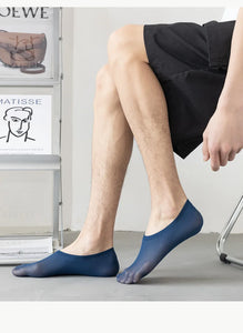 10 Pairs Men's Invisible Non-Slip Silicone Liner Socks, Breathable Thin Nylon No Show Loafers for Summer