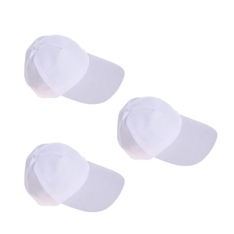 3-Pack Blank Cotton Baseball Caps White Adjustable Hats for DIY Painting Unisex