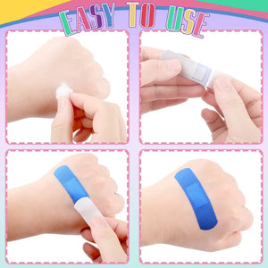 100pcs Blue Waterproof Metal Detectable Bandages for Food Service - Adhesive First Aid Plasters Wound Dressing