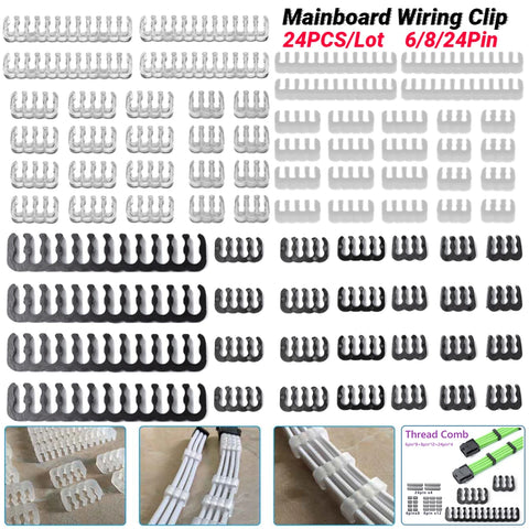24pcs Cable Comb Set for PC 6/8/24 Pin Wire Management Organizer Clips Computer Power Cable Clamp
