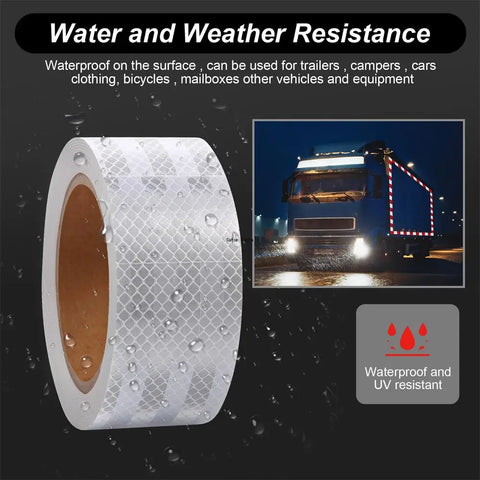 5cmx10m White Reflective Tape Self-Adhesive Waterproof Film for Cars, Trucks, Trails - High Visibility Safety Stickers
