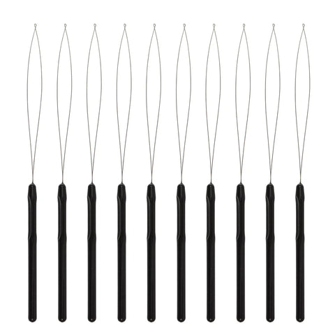 10 Pcs Hair Extension Loop Needle Pulling Hook Tool for Microlink Beads