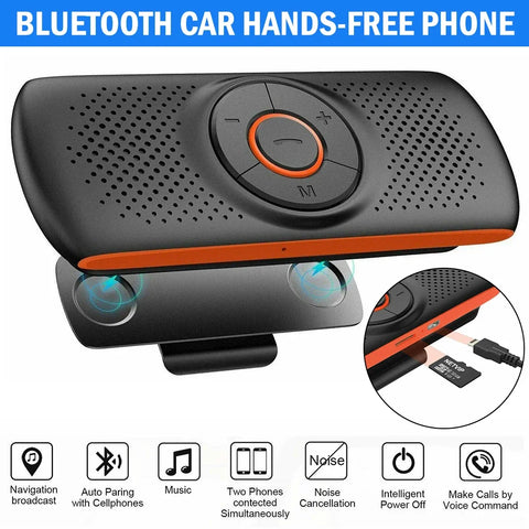 Bluetooth Car Kit Handsfree Speakerphone Multipoint Sun Visor Speaker & Charger for Smartphones