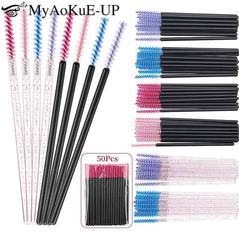 50-Pack Disposable Mascara Wands & Micro Brushes for Lash & Brow Grooming