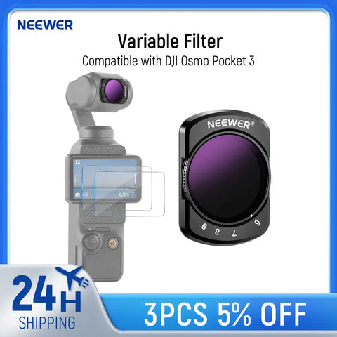 DJI Osmo Pocket 3 Adjustable ND Filter 1-5 Stops, Magnetic Variable with HD Multi-Coated Glass