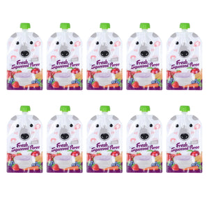 10 Pack Reusable 200ml Baby Food Pouches - Refillable, Portable, Squeeze Pouches for Fruit Puree Storage