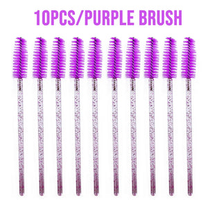 10-Pack Reusable Mascara Wands with Tubes & Case for Lash and Brow Grooming